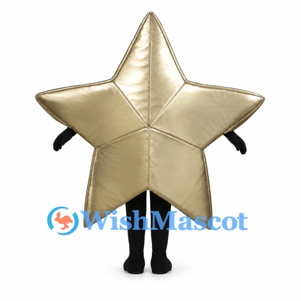 Star Mascot Costume in Metallic Gold with Five Points