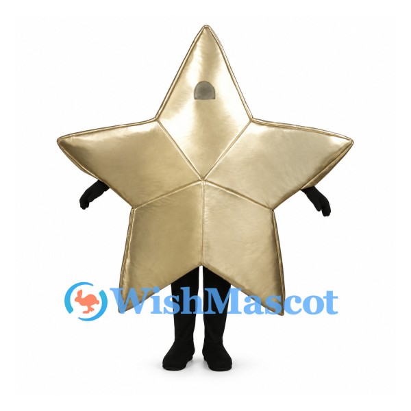 Star Mascot Costume in Metallic Gold with Five Points