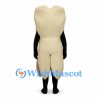 Tooth Mascot Costume in Cream with Red Nose and Smiling Face