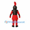 Knight Mascot Costume with Black Armor and Red Plume