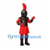 Knight Mascot Costume with Black Armor and Red Plume