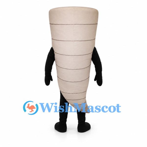 Tornado Mascot Costume in Cream with Smiling Spiral Body