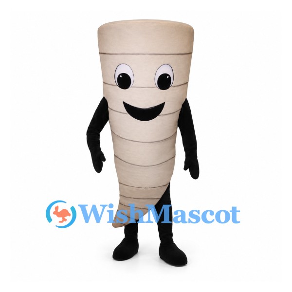 Tornado Mascot Costume in Cream with Smiling Spiral Body