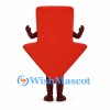 Arrow Mascot Costume in Red with Downward Point and Smiling Face