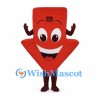 Arrow Mascot Costume in Red with Downward Point and Smiling Face