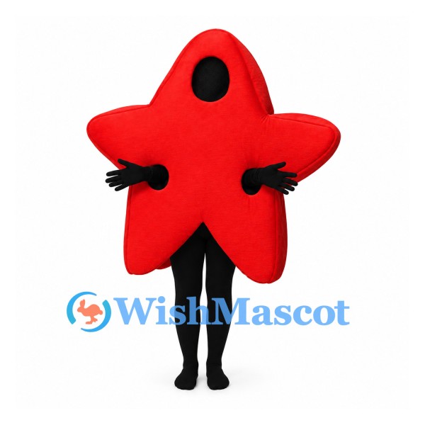 Star Mascot Costume in Red with Five Rounded Points