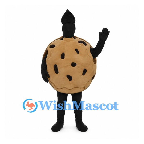 Cookie Mascot Costume with Chocolate Chip Details and Black Hat