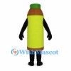 Bottle Mascot Costume in Brown with Green Cap and Lime Label
