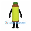 Bottle Mascot Costume in Brown with Green Cap and Lime Label