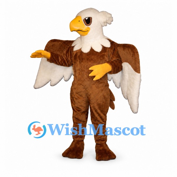 Bald Eagle Mascot Costume with Brown Wings and White Head