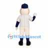 Baseball Mascot Costume with White Pinstripe Uniform and Navy Cap