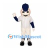 Baseball Mascot Costume with White Pinstripe Uniform and Navy Cap