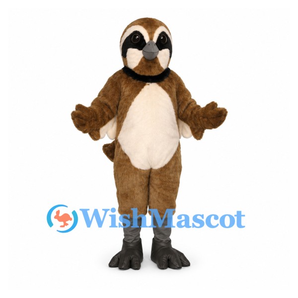 Sloth Mascot Costume in Brown with Cream Belly and Black Eye Patches