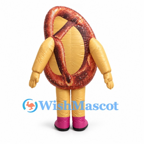 Pretzel Mascot Costume with Brown Twisted Body and Gold Limbs