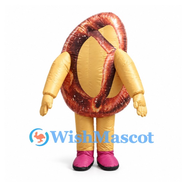 Pretzel Mascot Costume with Brown Twisted Body and Gold Limbs