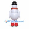 Snowman Mascot Costume with Black Top Hat and Plaid Scarf