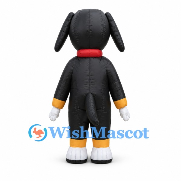 Dog Mascot Costume in Black and White with Red Collar