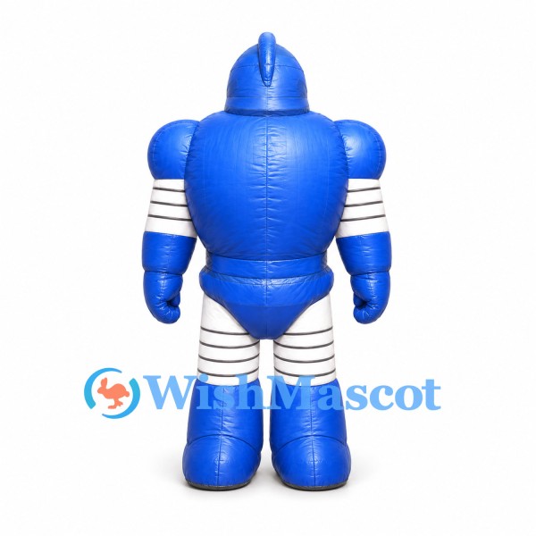 Robot Mascot Costume in Blue with Silver Joint Stripes