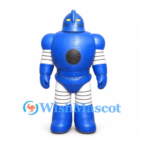 Robot Mascot Costume in Blue with Silver Joint Stripes
