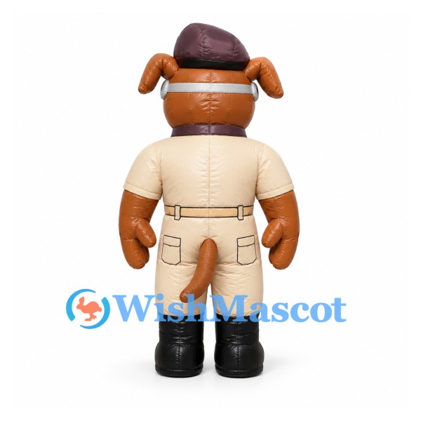 Pilot Dog Mascot Costume with Goggles and Tan Uniform