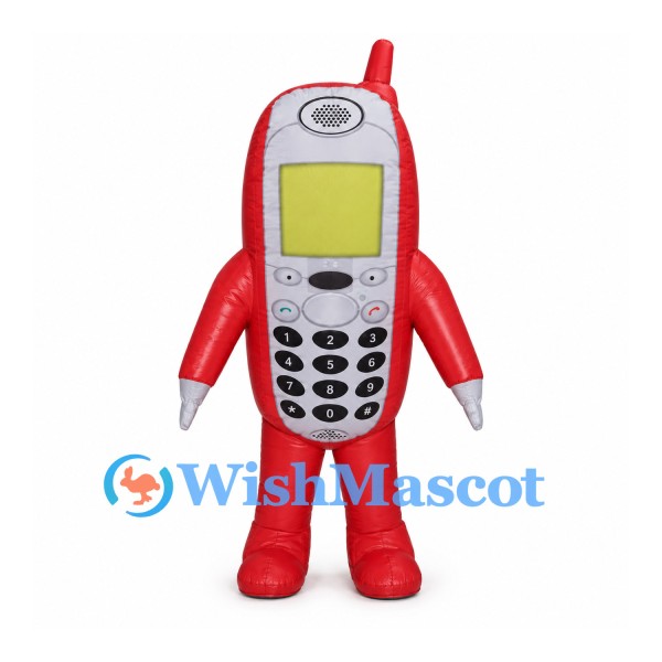 Mobile Phone Mascot Costume in Red with Keypad and Antenna