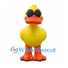 Duck Mascot Costume in Yellow with Black Goggles