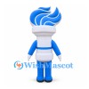 Torch Mascot Costume with Blue Flame and White Body