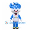 Torch Mascot Costume with Blue Flame and White Body