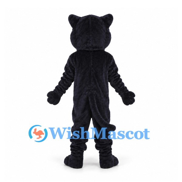 Black Panther Mascot Costume with Yellow Eyes and Long Tail