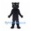 Black Panther Mascot Costume with Yellow Eyes and Long Tail