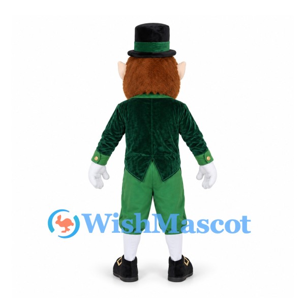 Leprechaun Mascot Costume with Green Top Hat and Jacket