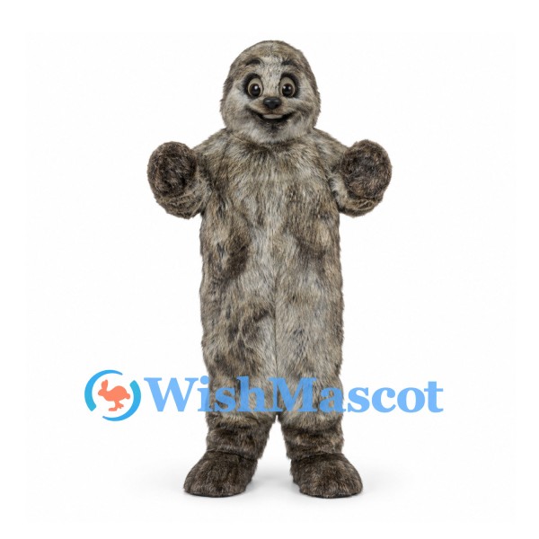 Sloth Mascot Costume with Shaggy Gray Fur
