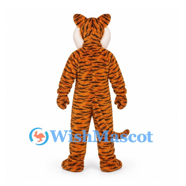 Tiger Mascot Costume in Orange with Black Stripes and White Belly
