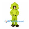 Triceratops Mascot Costume in Lime Green with Open Face Hood
