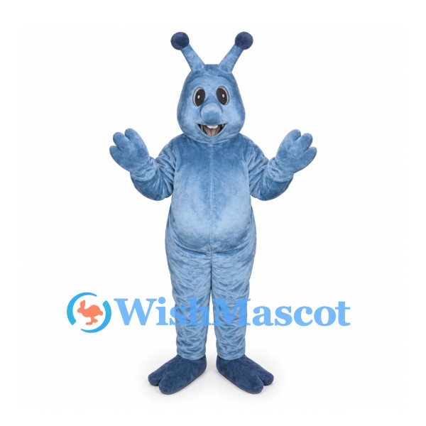 Alien Mascot Costume in Blue with Two Rounded Antennae