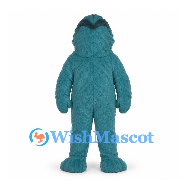 Monster Mascot Costume in Teal with Red Nose and Large Teeth
