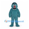 Monster Mascot Costume in Teal with Red Nose and Large Teeth