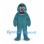 Monster Mascot Costume in Teal with Red Nose and Large Teeth