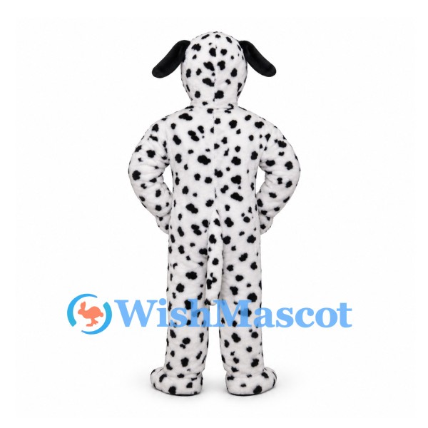 Dalmatian Dog Mascot Costume with Black Spots and Open Face Hood