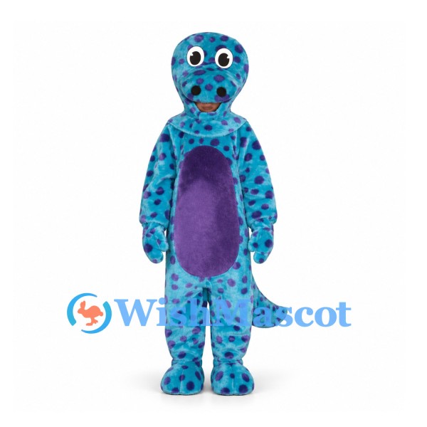 Monster Mascot Costume in Blue with Purple Spots and Belly