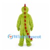 Dinosaur Mascot Costume in Lime Green with Red Belly and Spikes