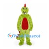 Dinosaur Mascot Costume in Lime Green with Red Belly and Spikes