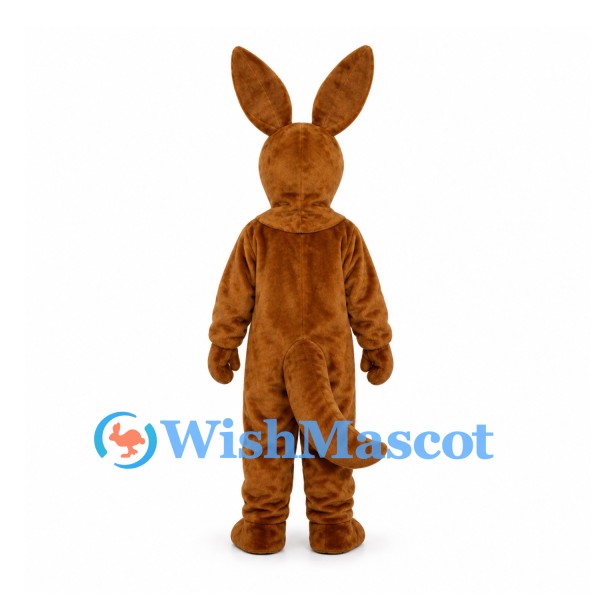 Kangaroo Mascot Costume in Brown with Large Ears and Long Tail