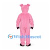Pig Mascot Costume in Pink with Open Face Hood