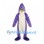 Shark Mascot Costume in Purple with White Belly and Teeth