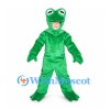 Frog Mascot Costume in Green with Open Face Hood