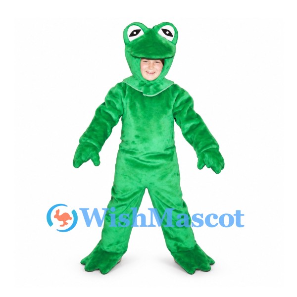 Frog Mascot Costume in Green with Open Face Hood