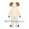 Ram Mascot Costume in Cream with Curved Brown Horns