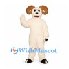 Ram Mascot Costume in Cream with Curved Brown Horns