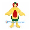 Parrot Mascot Costume in Yellow with Red Belly and Green Tail